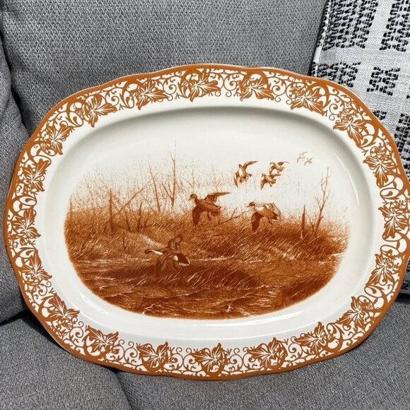 Ducks unlimited ducks in flight oval platter